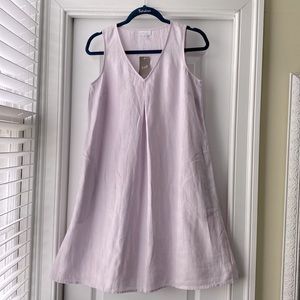 NWT JJill linen V-neck sleeveless dress. Soft lilac. Petite xs.